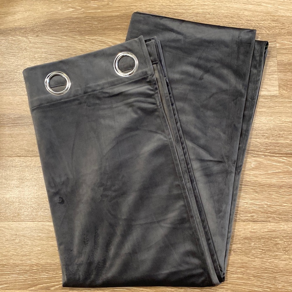 Dark Gray Velvet Curtains - 2 Panels